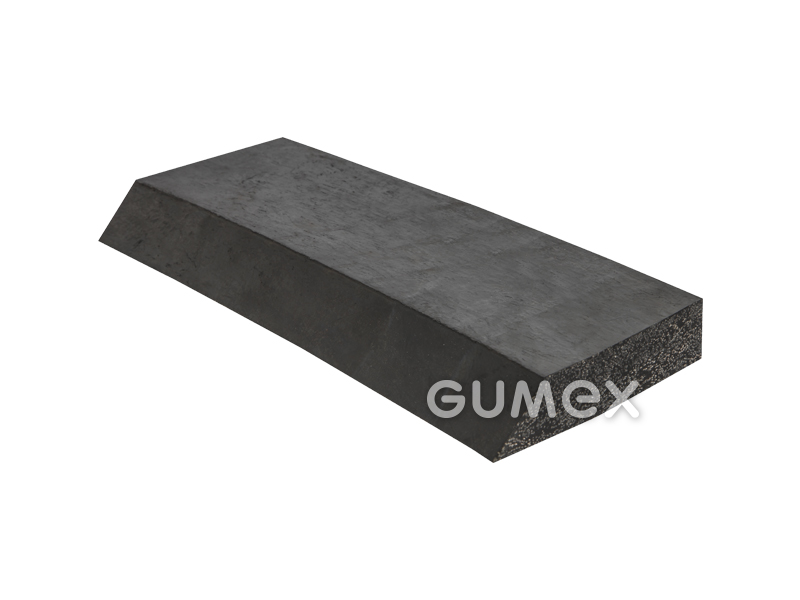 Gumový břit na sněhové radlice s úkosem, 150/40mm, 70°ShA, pryž s textilní drtí, černý